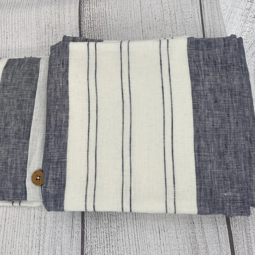 Ella Jayne Duvet Cover Set Full/Queen Charcoal White Wide Stripe Linen Cotton